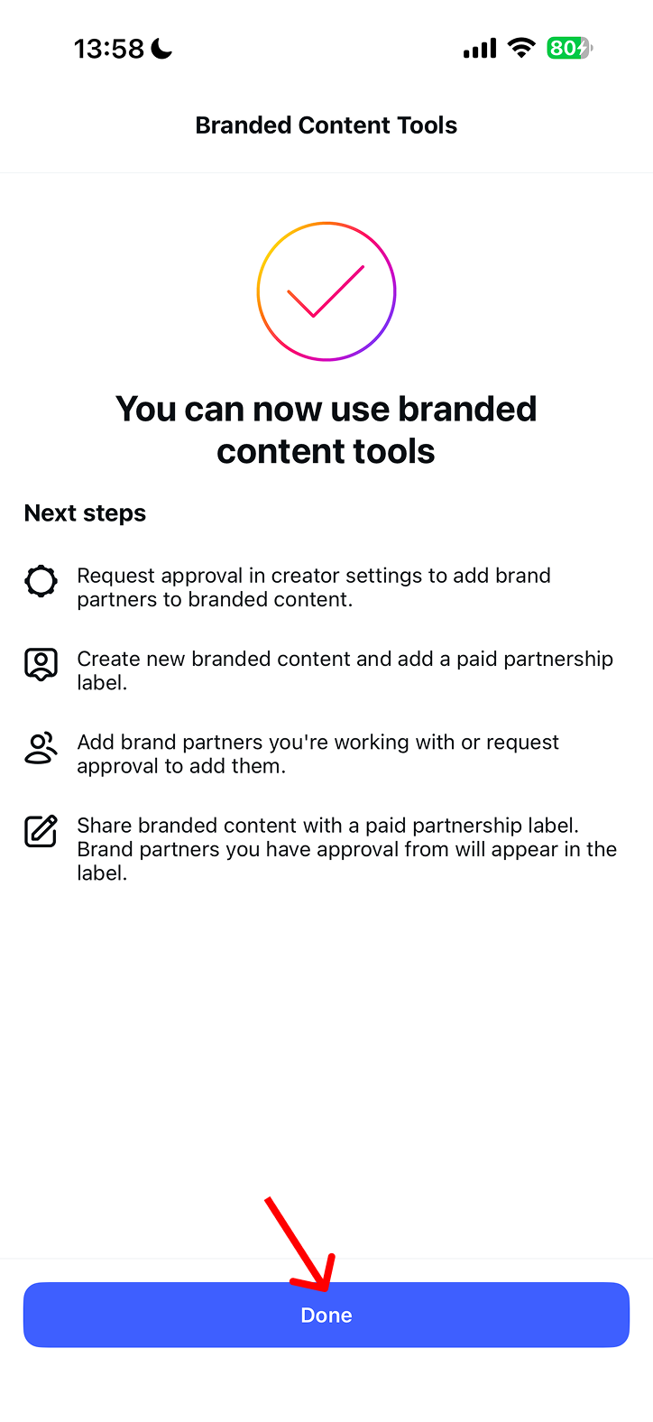 Branded Content Tools erfolgreich aktiviert